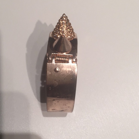 Rose Goldtone & Crystals Studded Cuff Bracelet - Picture 3 of 8